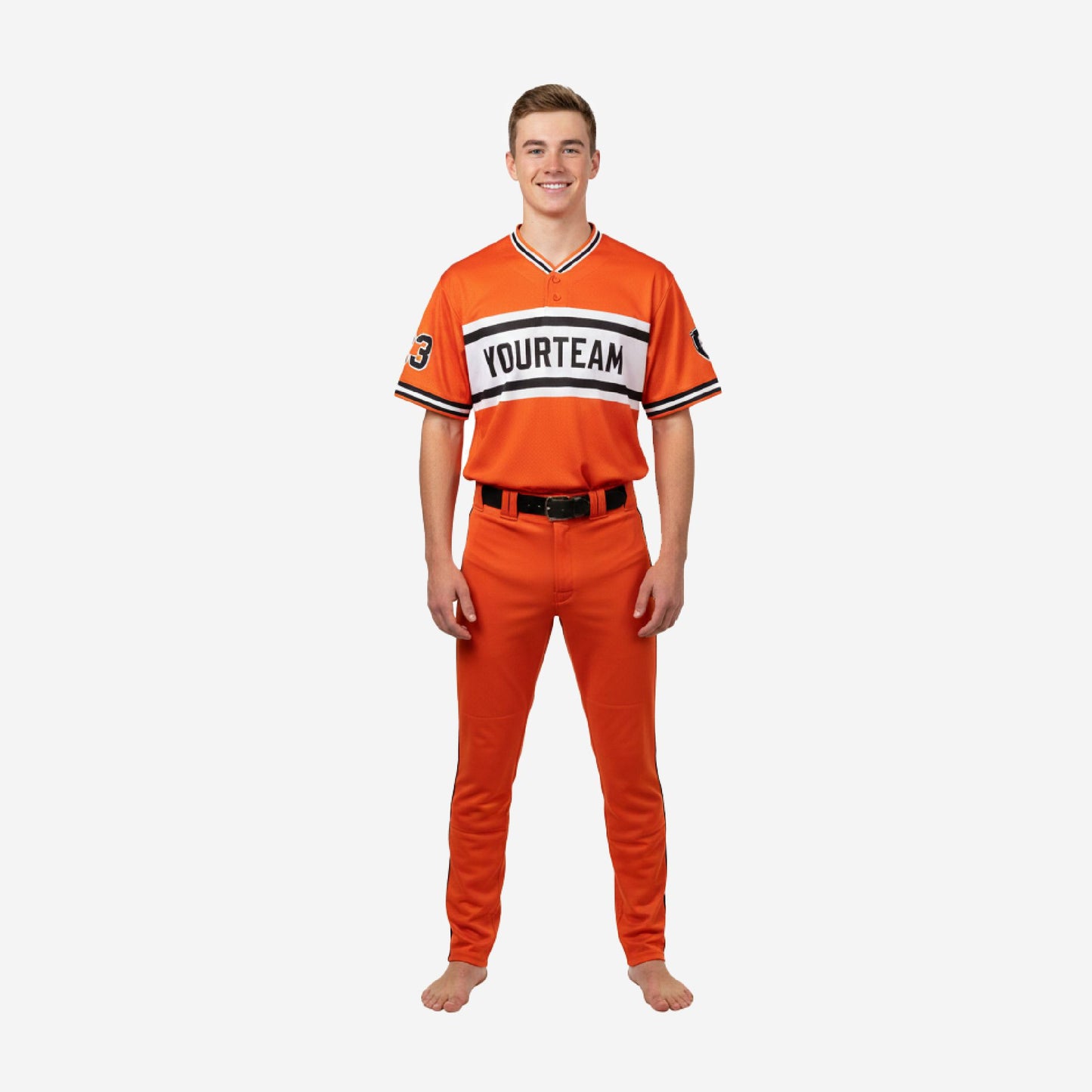 Custom Youth Baseball Uniform - V-Neck Jersey & Pants Team Name Set