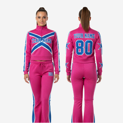Personalized Cheer Tracksuit Pink - Custom Team Name Half Zip Warmup & Joggers Set