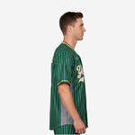 Custom Baseball Uniform Jersey - Pinstripe Full Button Sublimated Jersey in Green