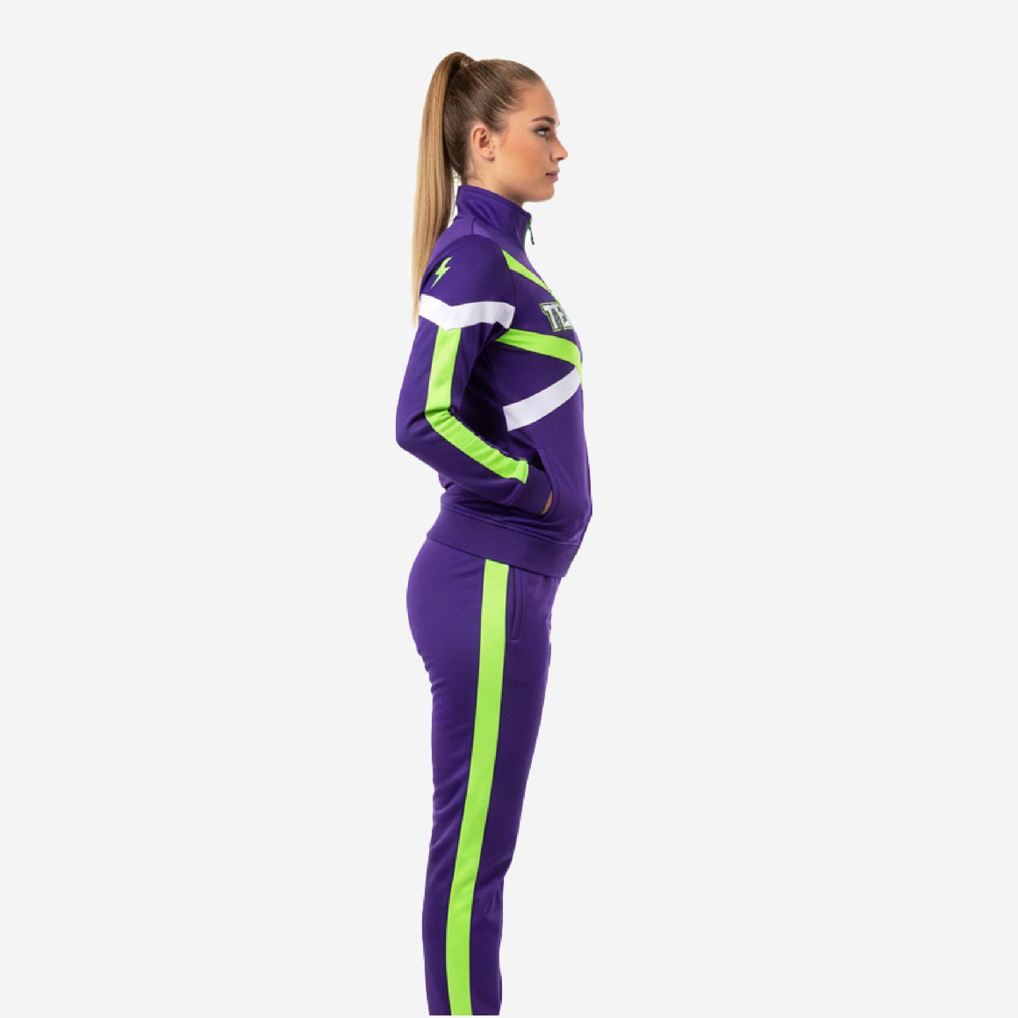 Custom Cheerleading Tracksuit Set Purple - Full Zip Warmup Jacket & Pants Team Suit