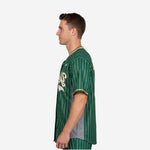 Custom Baseball Uniform Jersey - Pinstripe Full Button Sublimated Jersey in Green