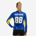Custom Long Sleeve Cheerleading Jersey - Blue V-Neck Practice Jersey