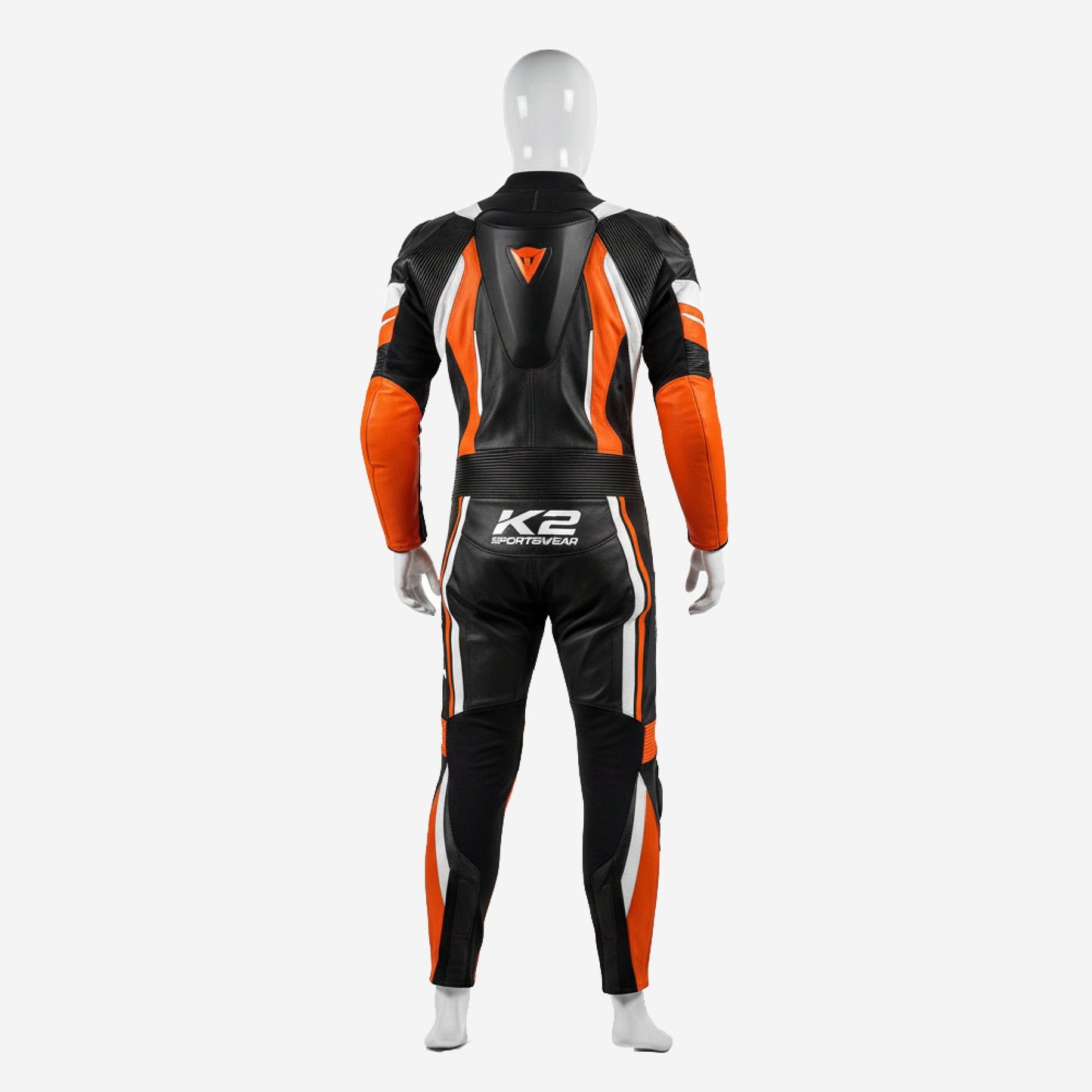 Personalized Motorbike Leather Suit in Orange & Black - Custom Racing One Piece Track Suit