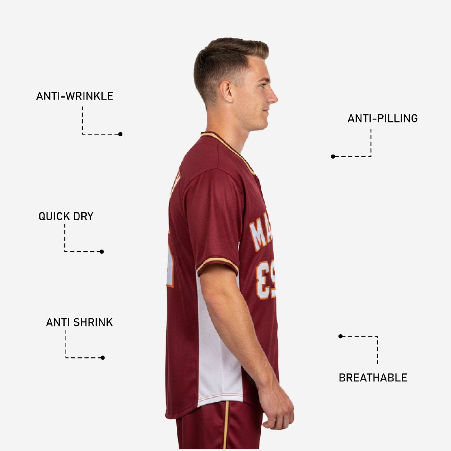Custom Baseball Team Jersey - Full Button Custom Name & Number