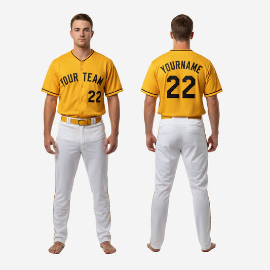 Personalized Baseball Uniform Set Yellow - Custom Jersey & Pants Sublimation Print