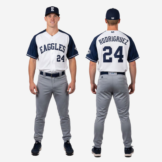 Custom Baseball Team Uniform in White/Gray - Jersey & Pants Custom Name Number Set