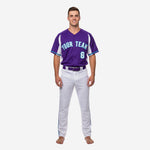 Custom Baseball Team Uniform in Purple/White - Jersey & Pants Custom Name Number Set