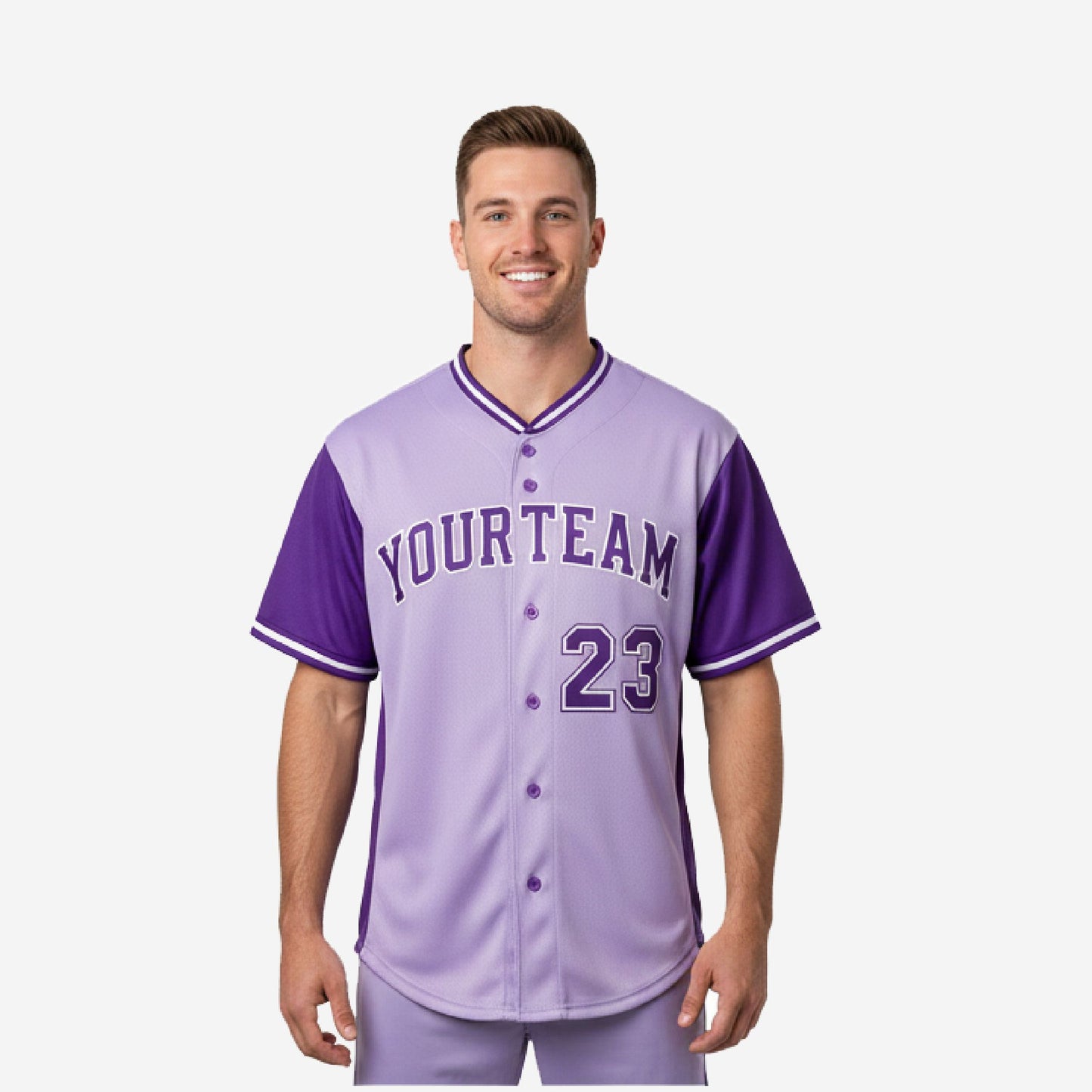 Custom Baseball Team Jersey in Purple - Full Button Custom Name & Number