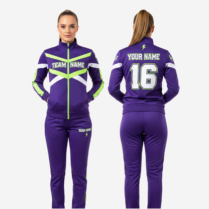 Custom Cheerleading Tracksuit Set Purple - Full Zip Warmup Jacket & Pants Team Suit