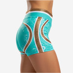 Custom Cheerleading Boy Cut Shorts - Competition Athletic Shorts in Tiffany Blue