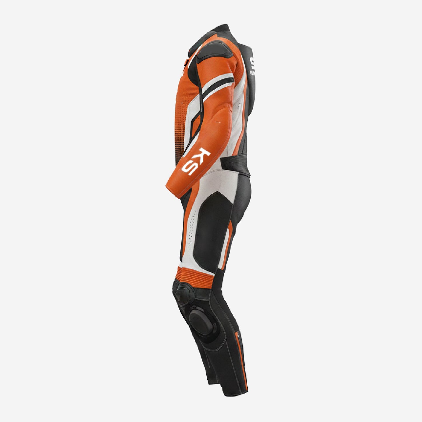 Personalized Motorbike Leather Suit in Orange & Black - Custom Racing One Piece Suit