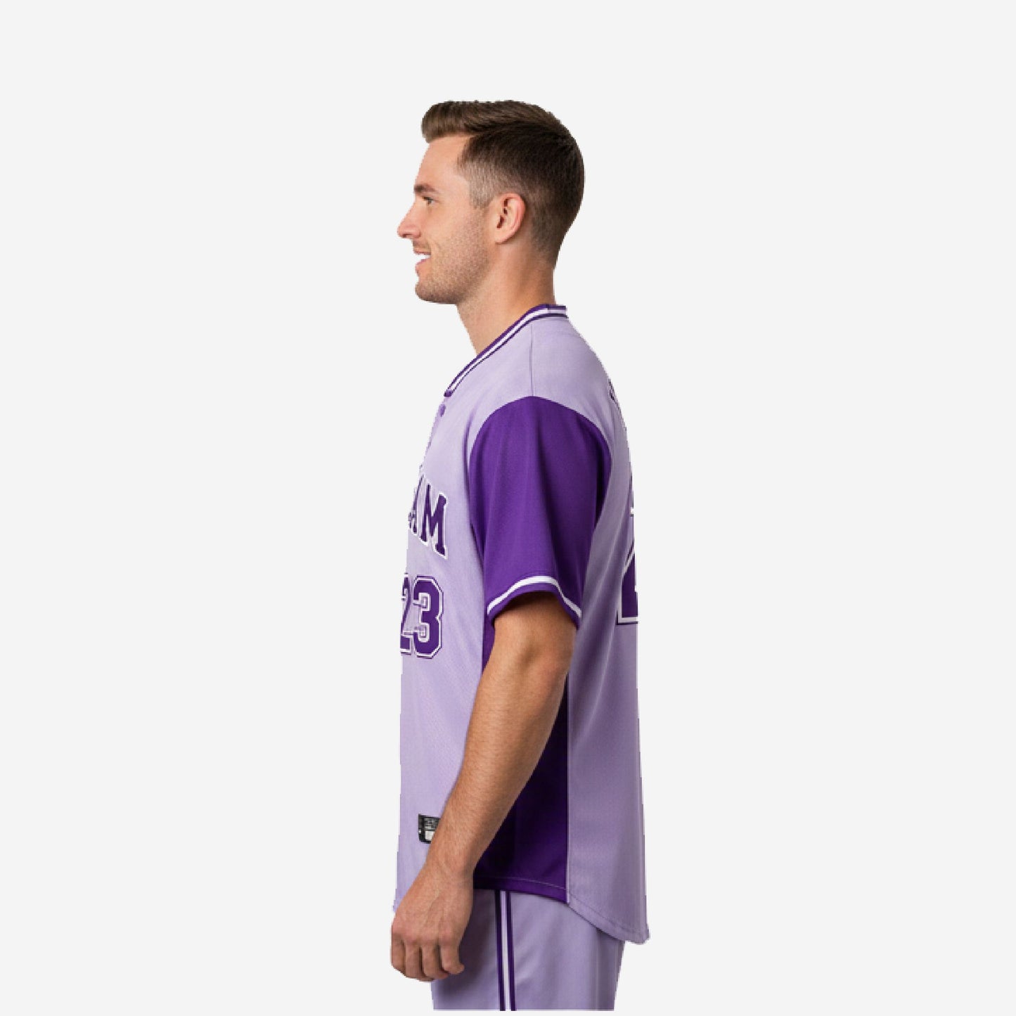 Custom Baseball Team Jersey in Purple - Full Button Custom Name & Number