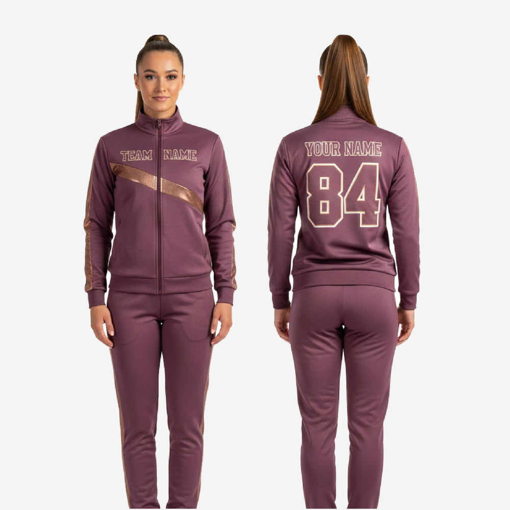 Custom Cheerleading Brown Warmup Set - Full Zip Jacket & Pants Team Name Design