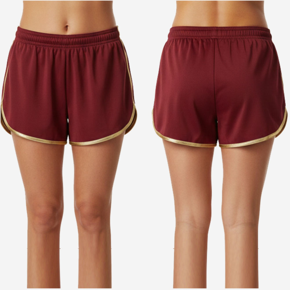 Custom Cheerleading Shorts - Athletic Practice Shorts in Dark Red