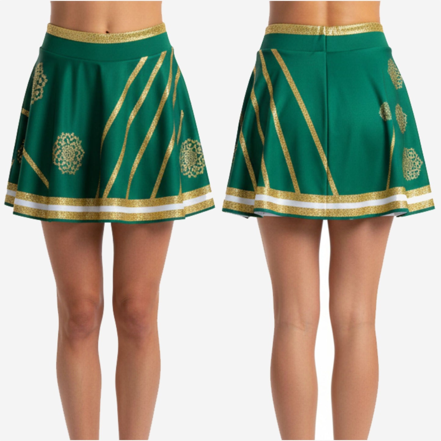 Custom Cheerleading Skirt - Pleated Green Cheer Skirt Team Design