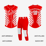 Personalized Red Sleeveless Full Button Softball Jersey – Pro Fit - K2 Sportswear | Custom Sports Uniforms & Apparels - K2 Sportswear