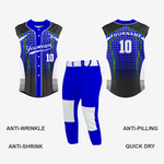 Custom Black/Blue Sleeveless Full Button Softball Jersey – Pro Fit - K2 Sportswear | Custom Sports Uniforms & Apparels - K2 Sportswear