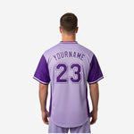Custom Baseball Team Jersey in Purple - Full Button Custom Name & Number
