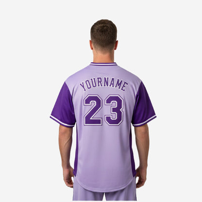 Custom Baseball Team Jersey in Purple - Full Button Custom Name & Number