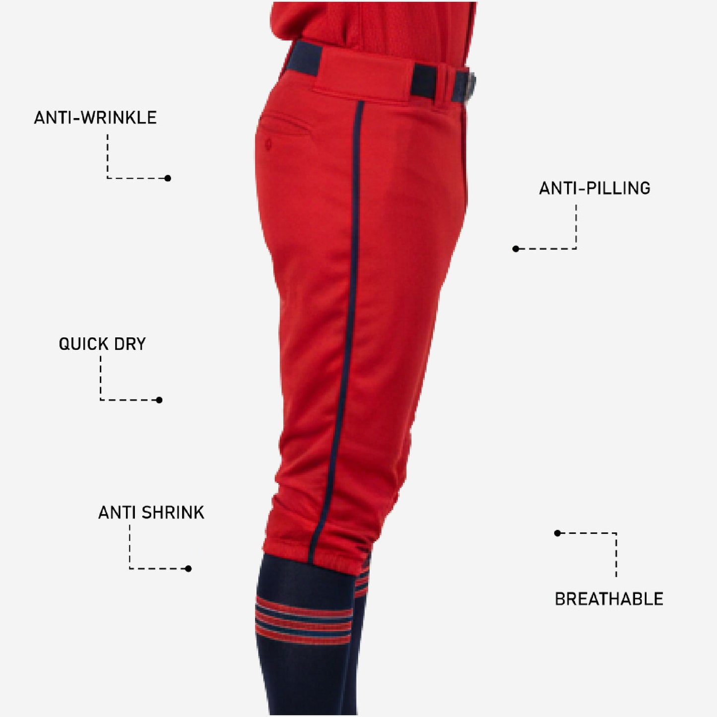 Personalized Baseball Knicker Pants - Custom Piping Baseball Uniform Pants
