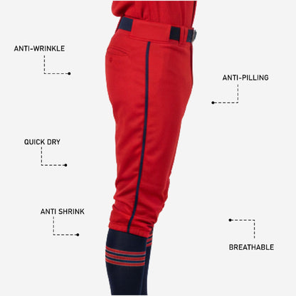 Personalized Baseball Knicker Pants - Custom Piping Baseball Uniform Pants