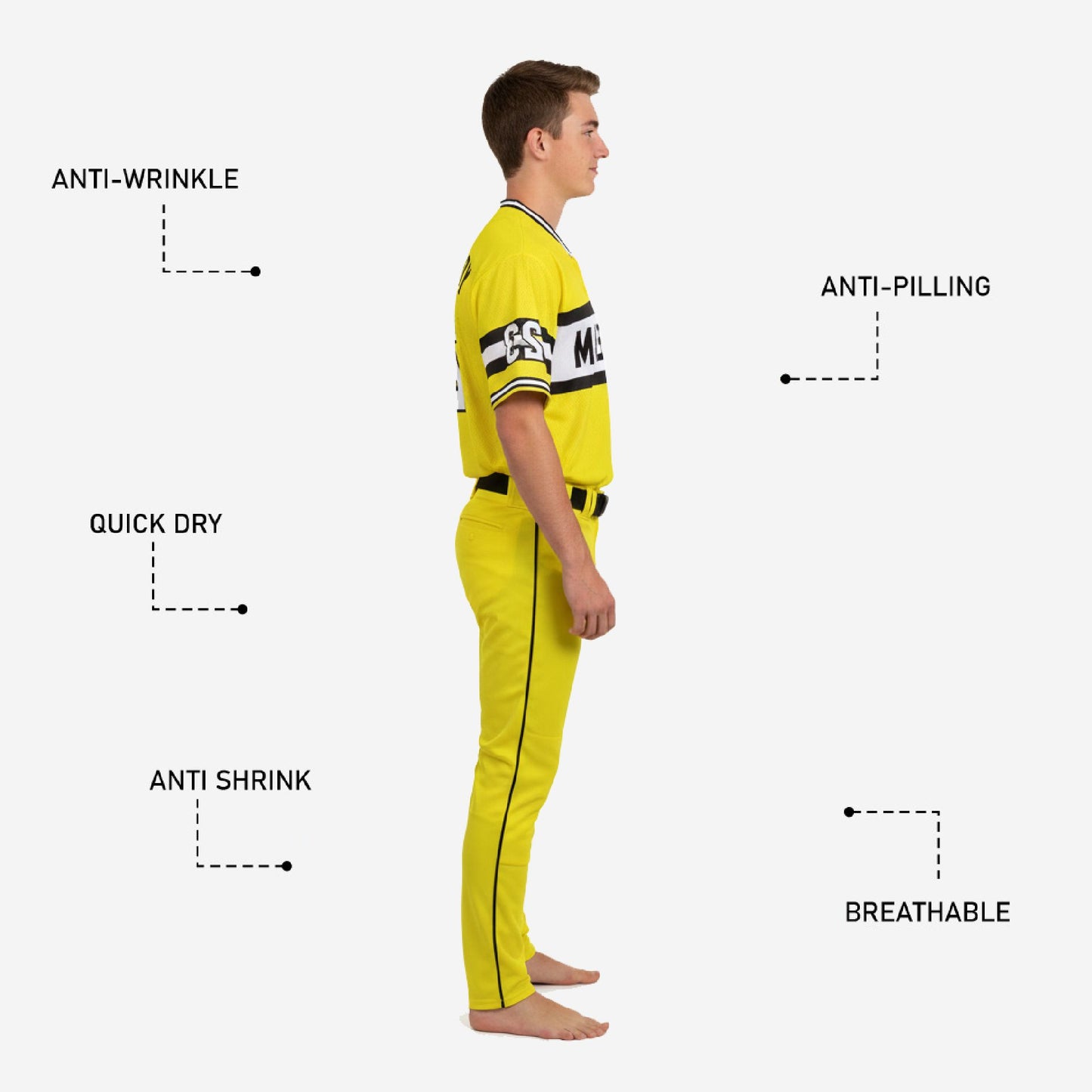 Personalized Yellow Youth Baseball Uniform - Custom Jersey & Pants Team Name Number