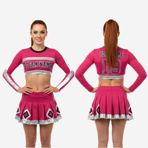 Long Sleeve Cheerleading Uniform Set - Custom Crop Top & Skirt for Youth & All-Star Teams