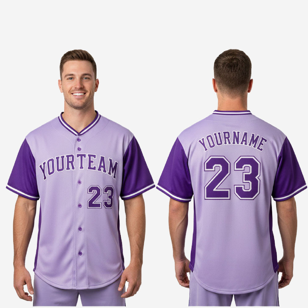 Custom Baseball Team Jersey in Purple - Full Button Custom Name & Number