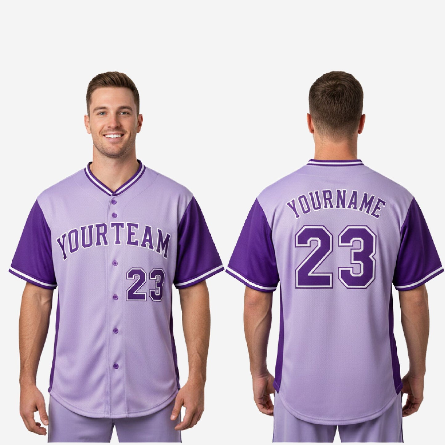 Custom Baseball Team Jersey in Purple - Full Button Custom Name & Number