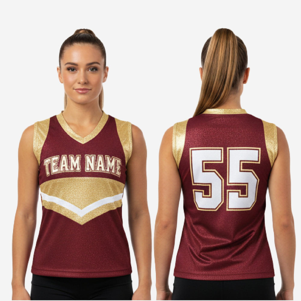 Custom Printed Cheerleading Tank Top - Maroon Sleeveless Shell