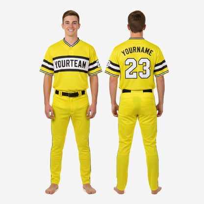Personalized Yellow Youth Baseball Uniform - Custom Jersey & Pants Team Name Number