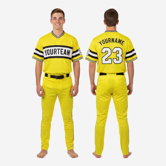 Personalized Yellow Youth Baseball Uniform - Custom Jersey & Pants Team Name Number
