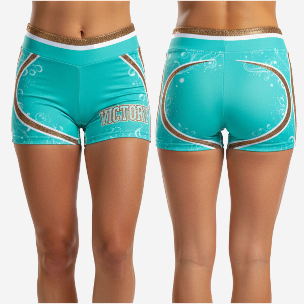 Custom Cheerleading Boy Cut Shorts - Competition Athletic Shorts in Tiffany Blue