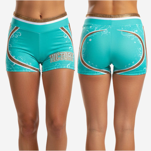 Custom Cheerleading Boy Cut Shorts - Competition Athletic Shorts in Tiffany Blue