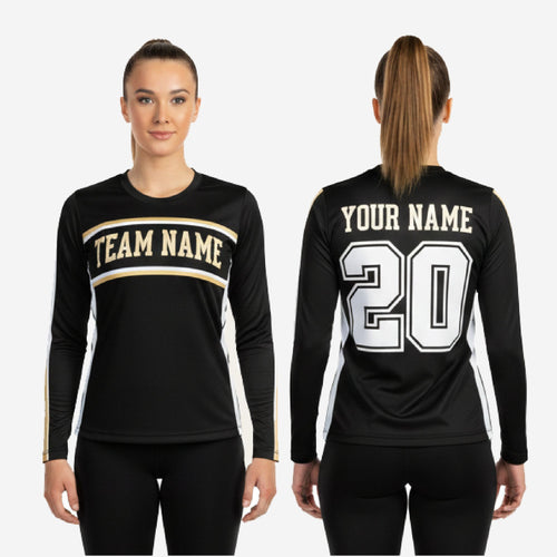 Custom Sublimated Cheerleading Jersey - Black Long Sleeve Athletic Top