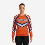 Custom Sublimated Cheerleading Jersey - Orange Long Sleeve Athletic Top