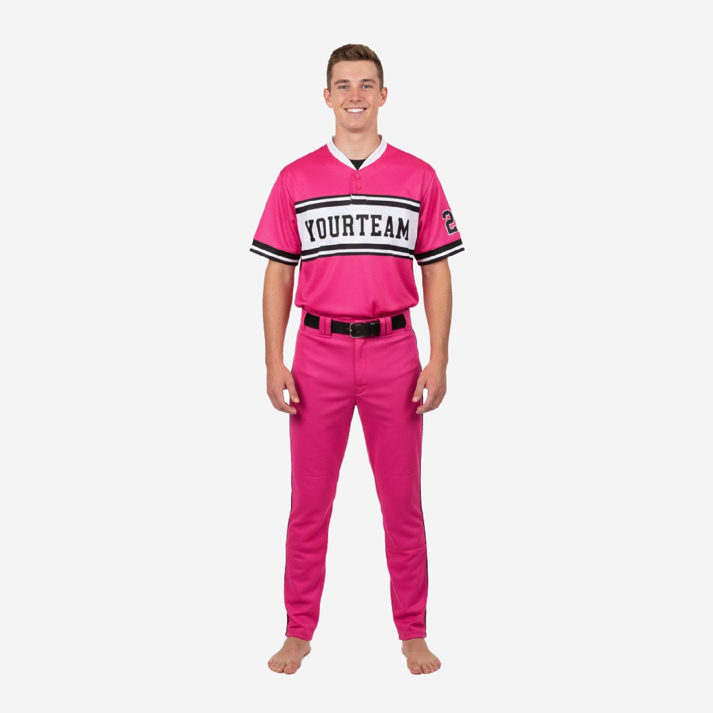Personalized Hot Pink Youth Baseball Uniform - Custom Jersey & Pants Team Name Number