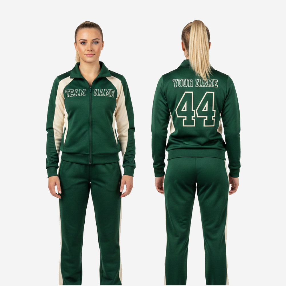 Green Custom Cheerleading Tracksuit Set - Full Zip Warmup Jacket & Pants Team Suit