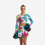 Custom Cheerleading Uniform Set - Long Sleeve Crop Top & Skirt Multicolor