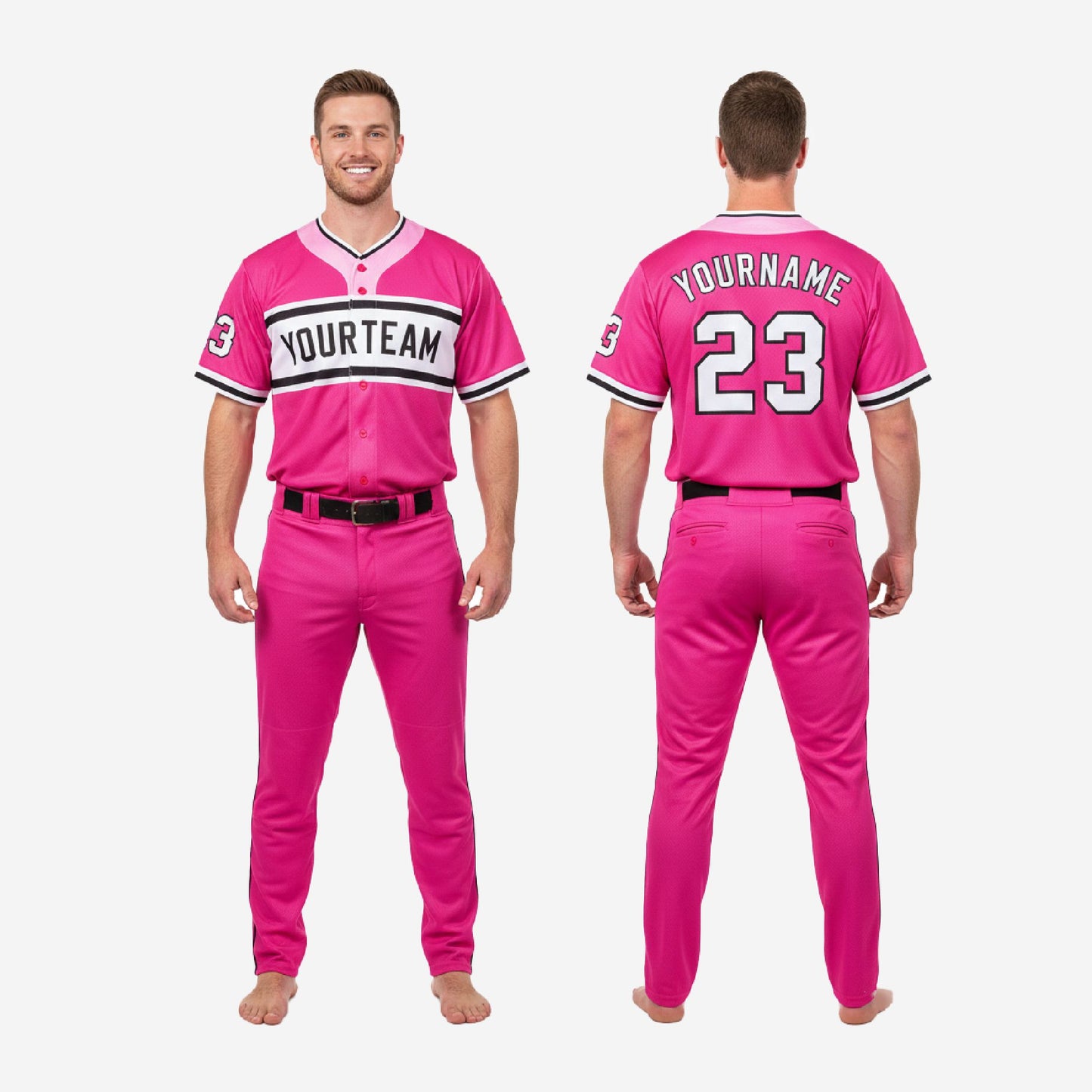 Custom Baseball Uniform Set - Sublimated Jersey & Pants Team Uniform in Cerise Pink