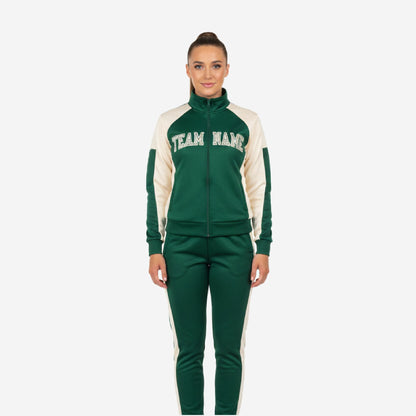 Custom Cheerleading Tracksuit Set Green - Full Zip Warmup Jacket & Pants Team Suit