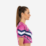 Custom Sublimated Cheer Crop Top - Pink Marble Chevron Stripe Design