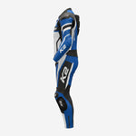 Custom Motorcycle One Piece Suit in Blue - Leather Racing Suit with CE Armor