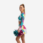 Custom Cheerleading Uniform Set - Long Sleeve Crop Top & Skirt Multicolor