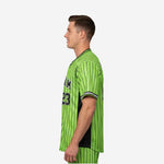Custom Baseball Uniform Jersey - Youth & Adult Pinstripe Full Button Jersey in Yellow Green