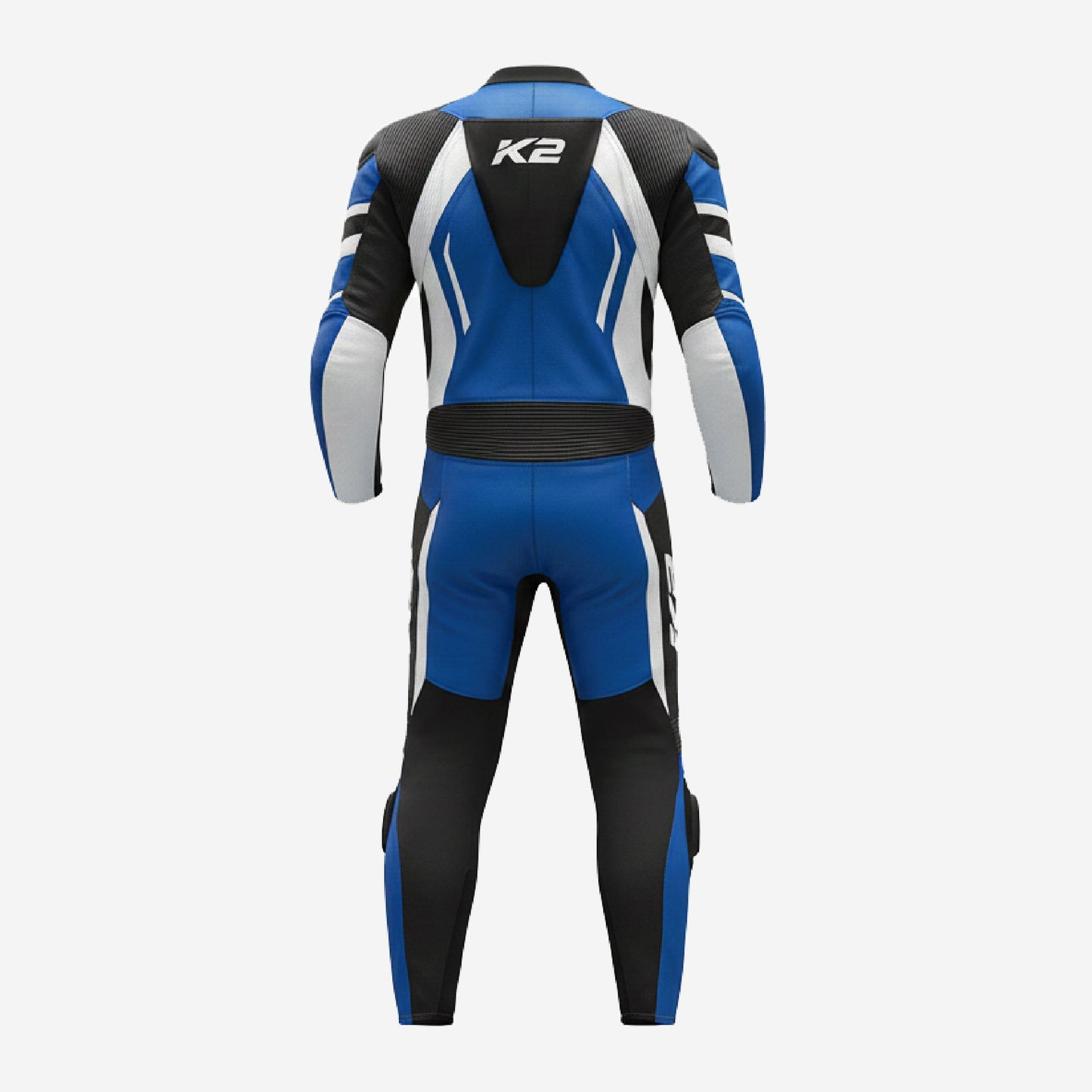 Custom Motorcycle One Piece Suit in Blue - Leather Racing Suit with CE Armor
