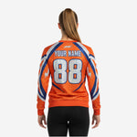 Custom Sublimated Cheerleading Jersey - Orange Long Sleeve Athletic Top
