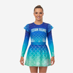 Youth & Adult Cheerleading Dress - Blue Green Gradient Team Uniform Set
