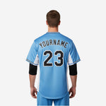 Custom Baseball Team Jersey in Sky - Full Button Custom Name & Number
