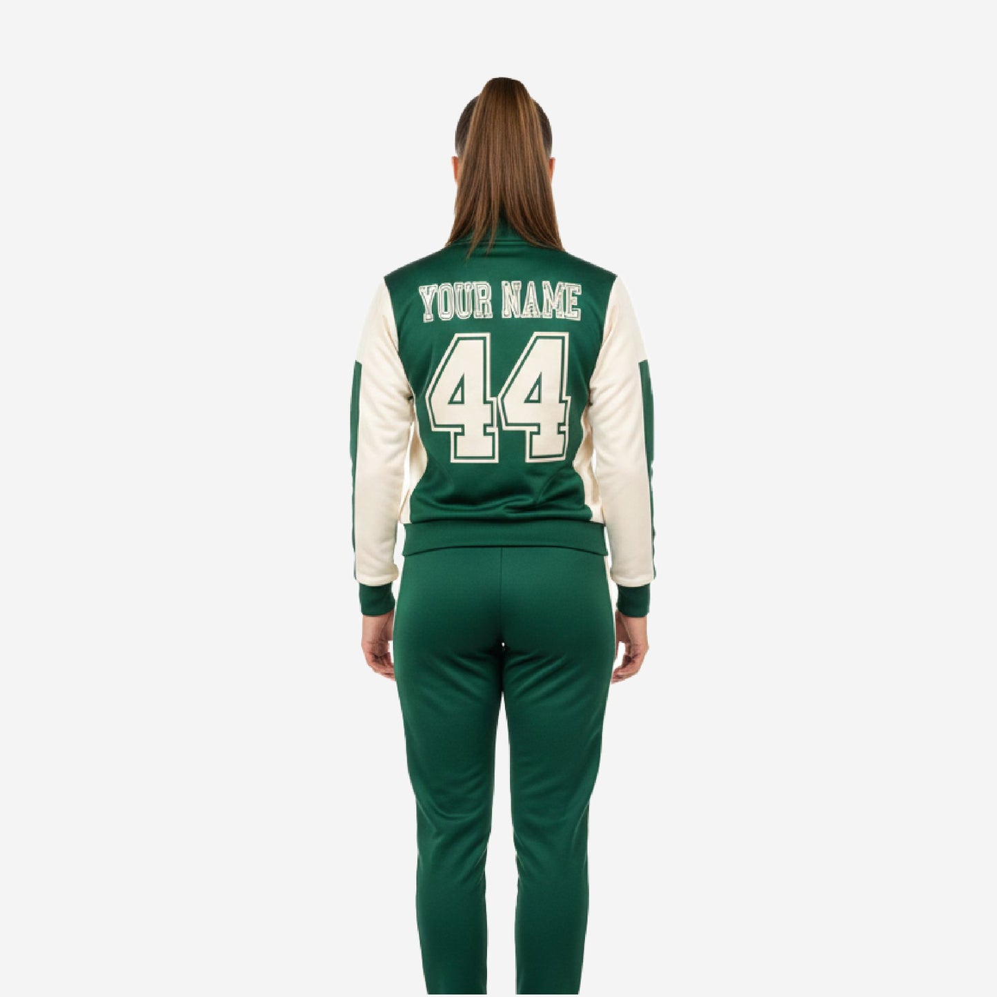 Custom Cheerleading Tracksuit Set Green - Full Zip Warmup Jacket & Pants Team Suit